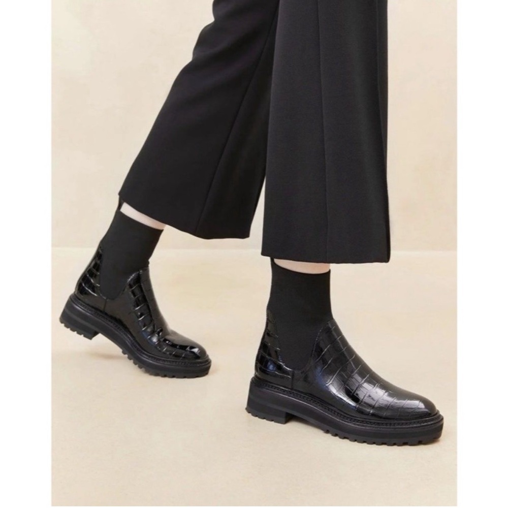 Loeffler Randall Bridget - patent croc leather Chelsea boot. Size 8.